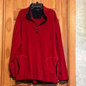 Men’s Nautica Fleece Pullover 3/4 Zip Front Elastic Waist Red/Black Size XXL